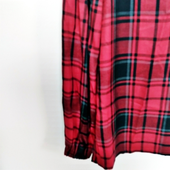 Workshop Republic Clothing Red and Black Plaid Long Sleeve Blouse Size Small - Picture 3 of 7